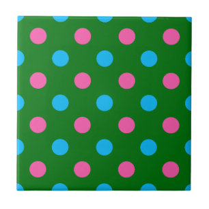 Carreau Motif à pois bleu vert rose