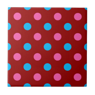 Carreau Motif à pois rouge rose bleu