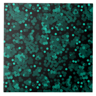 Carreau Motif à pois vert turquoise sur noir