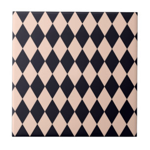 Carreau Motif à rayures diamantées en argyre noir et beige