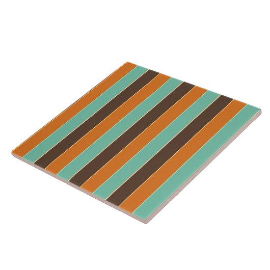 Carreau Motif à rayures vert, noir et orange (Côté)