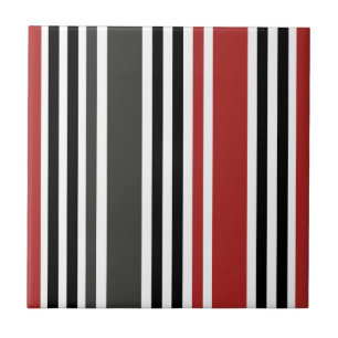 Carreau Motif à rayures verticales rouge noir gris