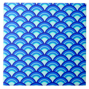 Carreau Motif à vagues Art déco - cobalt et bleu ciel