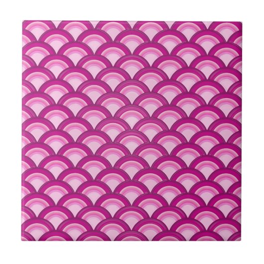 Carreau Motif à vagues Art déco - magenta et rose (Devant)