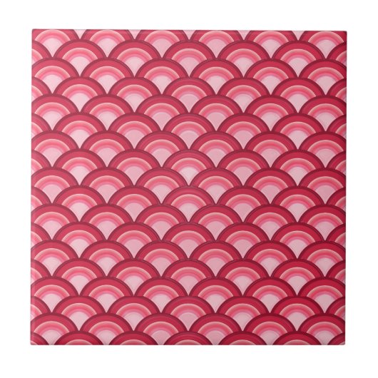 Carreau motif à vagues Art déco - rouge et fuchsia (Devant)