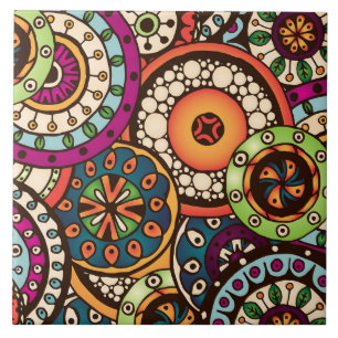 Carreau Motif abstrait à la mode génial de Boho rétro