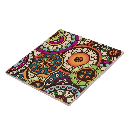 Carreau Motif abstrait à la mode génial de Boho rétro (Côté)