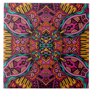 Carreau Motif abstrait à la mode génial de Boho rétro