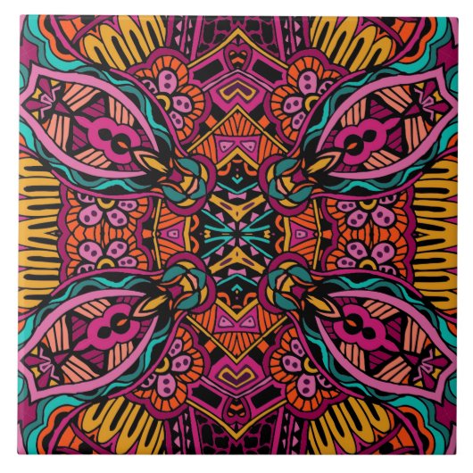 Carreau Motif abstrait à la mode génial de Boho rétro (Devant)