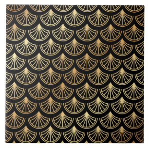 Carreau Motif Abstrait Art déco or et noir