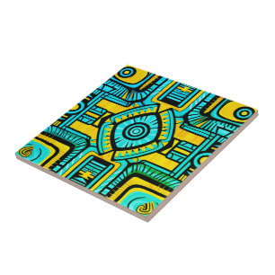 Carreau Motif abstrait bleu jaune