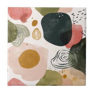 Carreau Motif abstrait boho organique dans une tonalité te
