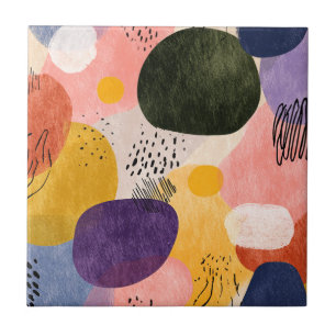 Carreau Motif Abstrait Boho vibrant Formes organiques