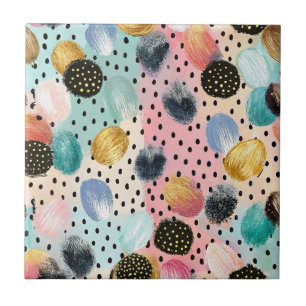 Carreau Motif Abstrait brosse et Pointe Polka