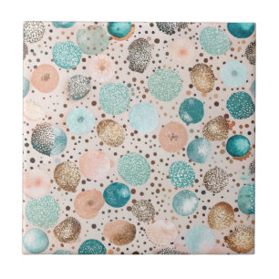 Carreau Motif Abstrait chatoyant en Turquoise, Rose