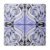 Carreau Motif Abstrait Courbe Blanc Noir Violet  (Devant)