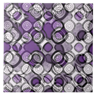 Carreau Motif abstrait de cercles violets, gris et noirs