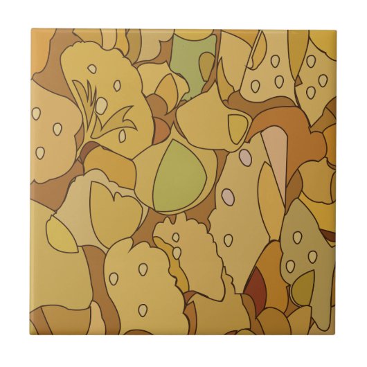Carreau Motif Abstrait de Feuilles de Ginkgo (Devant)