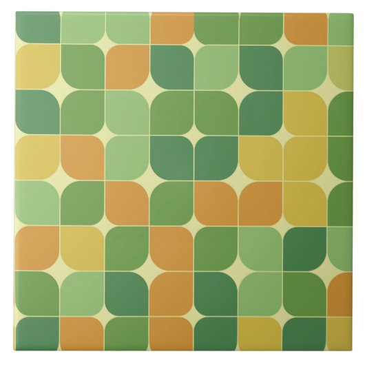 Carreau Motif Abstrait de la Mi-Siècle Vert Orange (Devant)