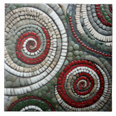 Carreau Motif Abstrait de la spirale rouge de Noël (Devant)