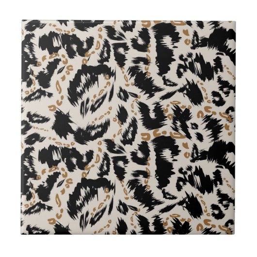 Carreau Motif abstrait de léopard africain bohème (Devant)