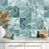 Carreau Motif Abstrait de Marbre Brumeux en Teal Clair ID7