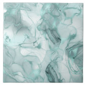 Carreau Motif Abstrait de Marbre Brumeux en Teal Clair ID7 (Devant)