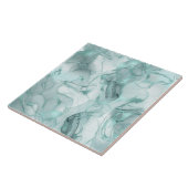 Carreau Motif Abstrait de Marbre Brumeux en Teal Clair ID7 (Côté)