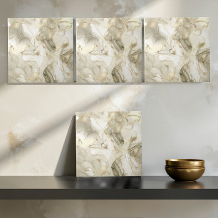 Carreau Motif Abstrait de Marbre Brumeux Or Clair ID705c