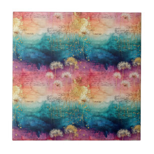 Carreau Motif Abstrait de Pissenlit Vintage (1)