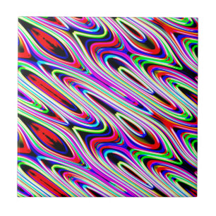 Carreau Motif Abstrait de Vague Multicolore