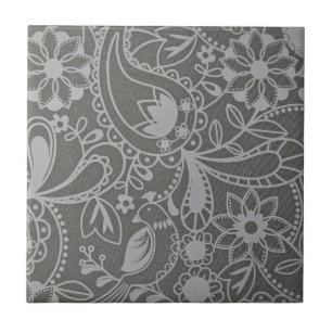 Carreau Motif abstrait floral de fleur grise