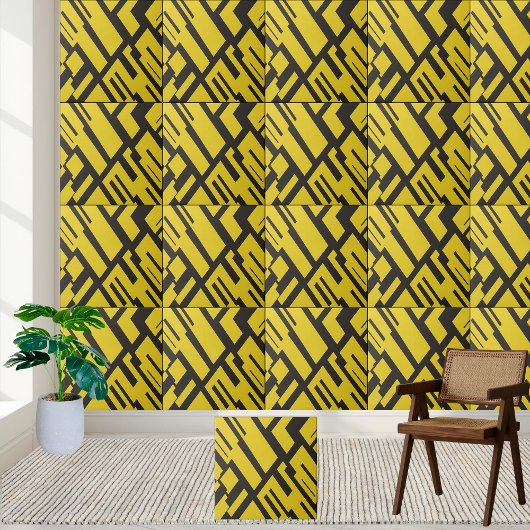 Carreau Motif Abstrait géométrique jaune et noir