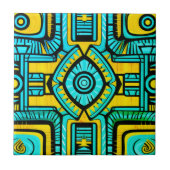 Carreau Motif abstrait jaune bleu (Devant)