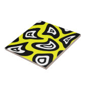 Carreau motif Abstrait - jaune, noir et blanc. (Côté)