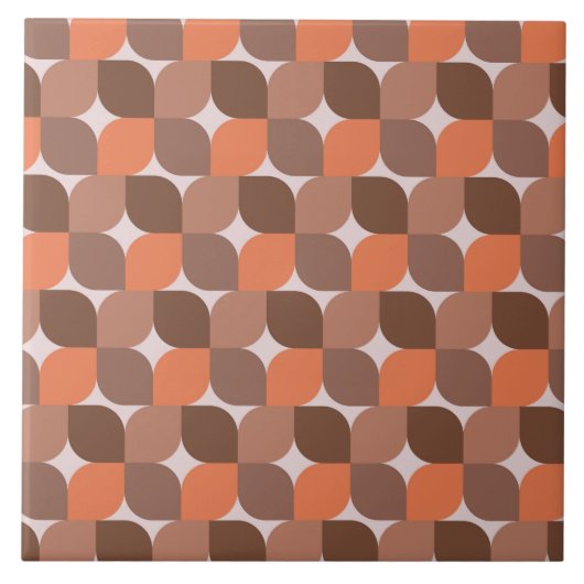 Carreau Motif abstrait marron orange du milieu du siècle (Devant)