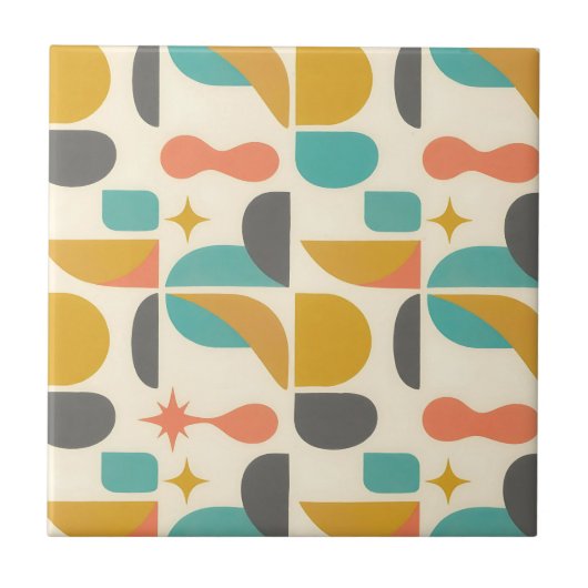 Carreau Motif Abstrait Moderne du Milieu du Siècle (Devant)