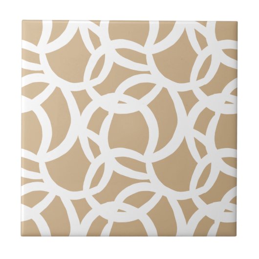Carreau Motif Abstrait moderne Tan et blanc (Devant)