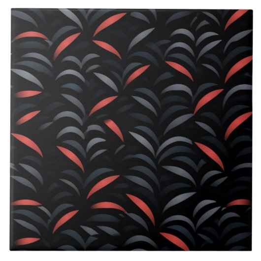 Carreau Motif Abstrait, noir et rouge, sans fil (Devant)
