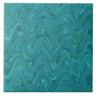 Carreau Motif Abstrait Ondulé Bleu Vert