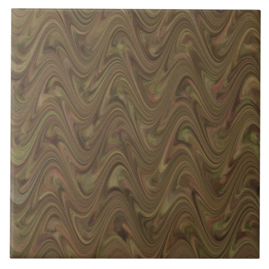 Carreau Motif Abstrait Ondulé Brun Vert (Devant)
