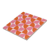 Carreau Motif abstrait orange et rose du milieu du siècle (Côté)