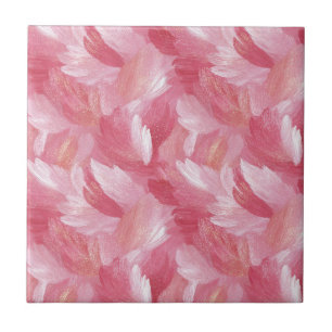 Carreau Motif Abstrait Pailleté Coup de Pinceau Rose