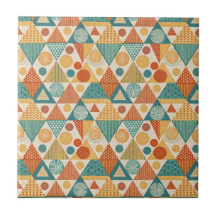 Carreau Motif Abstrait Rétro Géométrique Triangle & Cercle