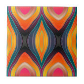 Carreau Motif Abstrait rose orange jaune rétro funky (Devant)