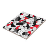 Carreau Motif Abstrait - rouge, gris, noir et blanc. (Côté)