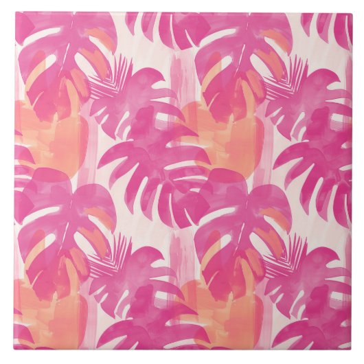 Carreau Motif abstrait simple avec feuilles de monstera, f (Devant)