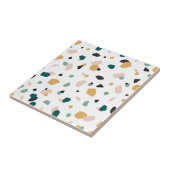 Carreau Motif abstrait Terrazzo Vert Orange Rose Noir (Côté)