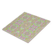 Carreau Motif Abstrait Trippy Retro Rose et Lime Green (Côté)