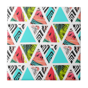 Carreau Motif Abstrait tropical coloré